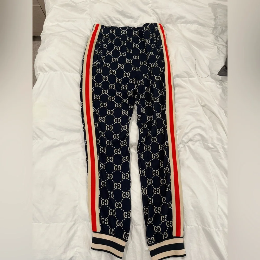 Gucci GG Blue Jacquard Cotton Joggers Men’s Size Small - Picture 3 of 7